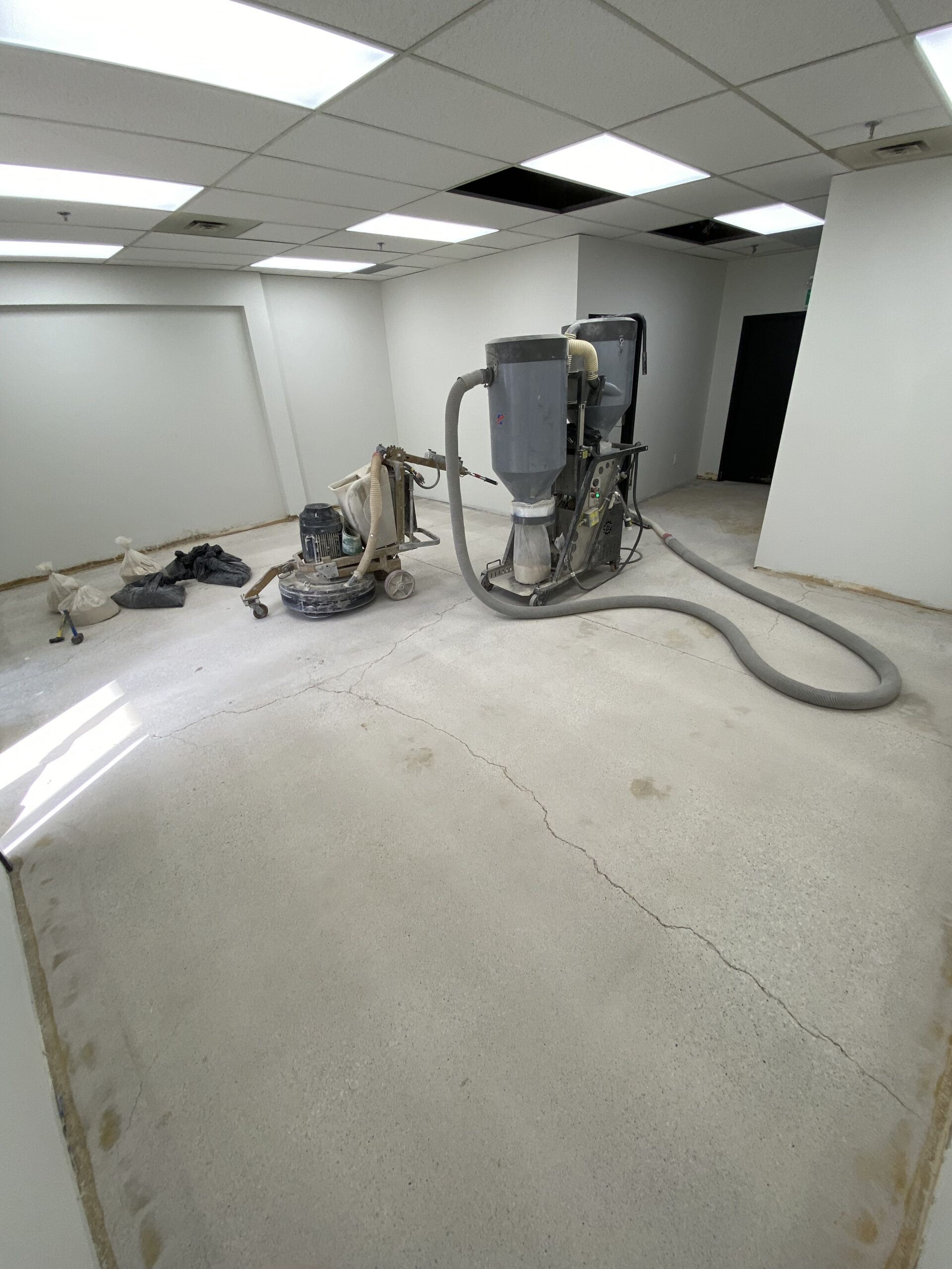 preparing floor to with machines
