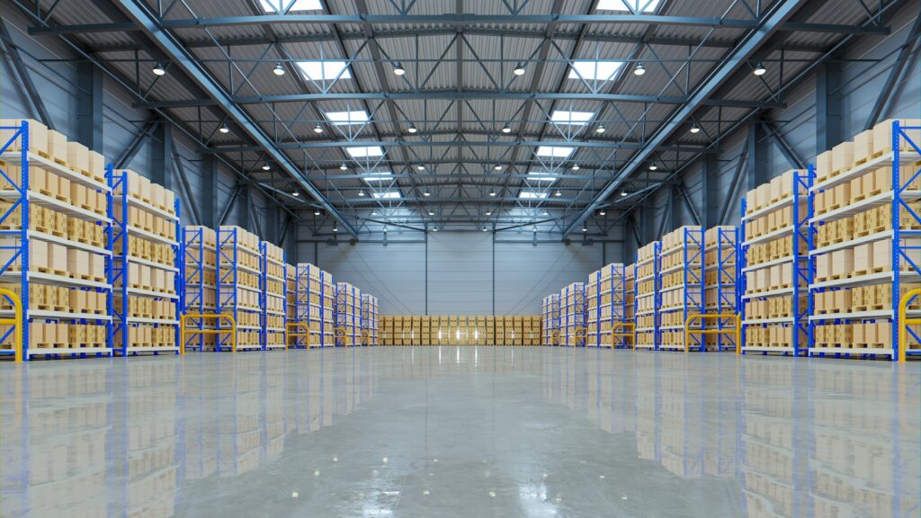 Empty warehouse in logistic center,Warehouse for storage and distribution centers.